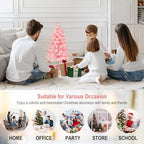 3FT Pink Premium Hinged Artificial Holiday Small Mini Christmas Tree for Tabletop, Home, Office, Indoor and, alternate view 7