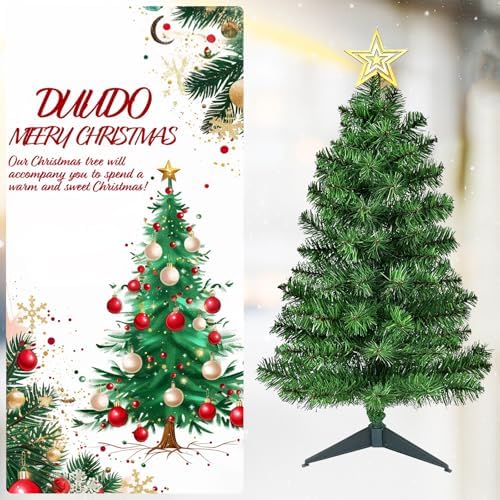 3FT Premium Hinged Artificial Holiday Small Mini Christmas Tree for Tabletop, Home, Office, Indoor and Outdoor, alternate