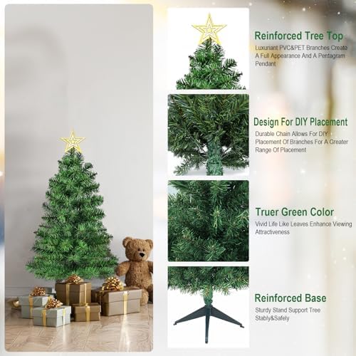 3FT Premium Hinged Artificial Holiday Small Mini Christmas Tree for Tabletop, Home, Office, Indoor and Outdoor, alternate