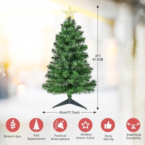 3FT Premium Hinged Artificial Holiday Small Mini Christmas Tree for Tabletop, Home, Office, Indoor and Outdoor, alternate