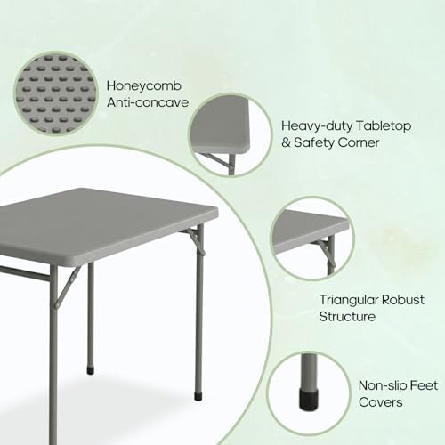 3ft Rectangular Folding Table for All-Occasion, Foldable Table with HDPE Tabletop and Steel Legs, Durable and, alternate view