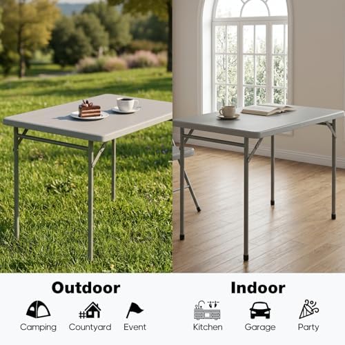 3ft Rectangular Folding Table for All-Occasion, Foldable Table with HDPE Tabletop and Steel Legs, Durable and, alternate view