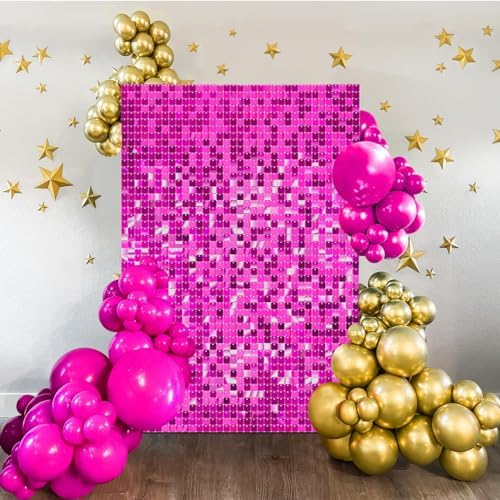 3FTx4FT Sequin Wall Backdrop Hot Pink Shimmer Wall Backdrop Panels Shiny Party Background for Anniversary Disco