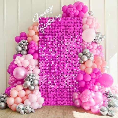 3FTx4FT Sequin Wall Backdrop Hot Pink Shimmer Wall Backdrop Panels Shiny Party Background for Anniversary Disco, alternate