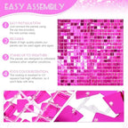 3FTx4FT Sequin Wall Backdrop Hot Pink Shimmer Wall Backdrop Panels Shiny Party Background for Anniversary Disco, alternate