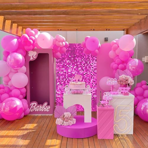 3FTx4FT Sequin Wall Backdrop Hot Pink Shimmer Wall Backdrop Panels Shiny Party Background for Anniversary Disco, alternate