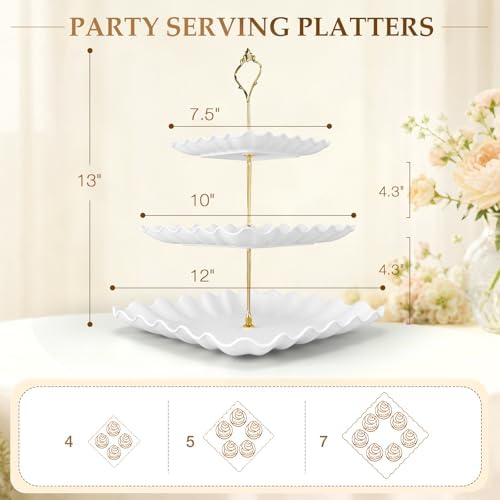 3Pack Cupcake Stand, 3 Tier Serving Tray Cupcake Tower Desert Table Display Set, for Birthday/ Baby Shower, alternate view 3
