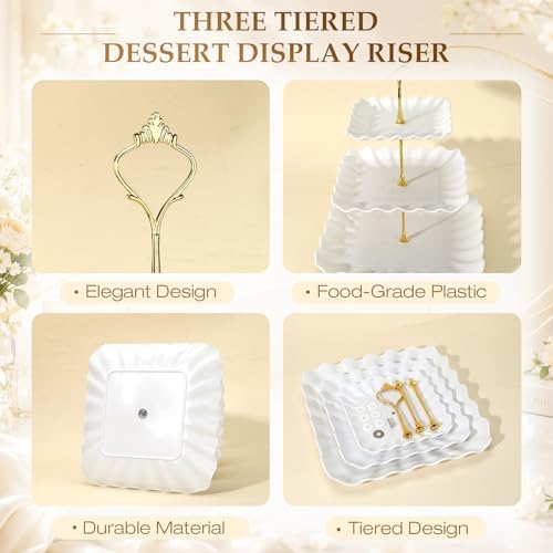 3Pack Cupcake Stand, 3 Tier Serving Tray Cupcake Tower Desert Table Display Set, for Birthday/ Baby Shower, alternate view 4