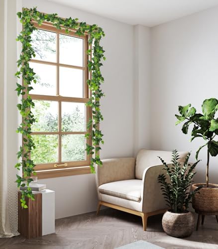 3Pc Fake Vines Artificial Ivy Garland Silk Pothos Leaf Plant 6.3Ft, alternate view 2