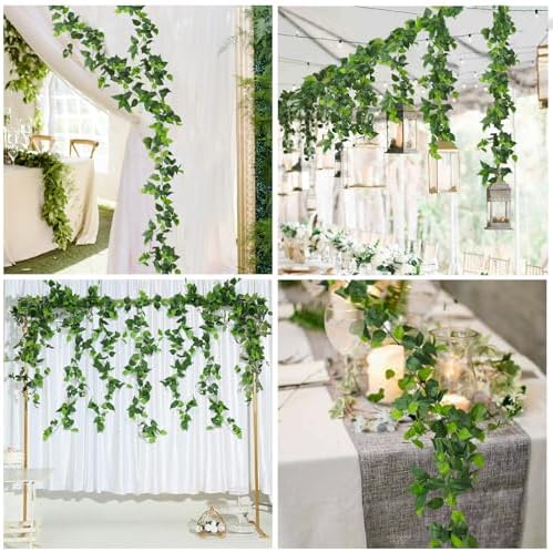 3Pc Fake Vines Artificial Ivy Garland Silk Pothos Leaf Plant 6.3Ft, alternate view 3