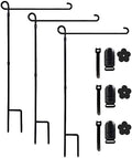 3PC Garden Flag Holder Stand, Weather-Proof Yard Flag Pole Black Metal Powder-Coated Flagpole with Tiger Clip