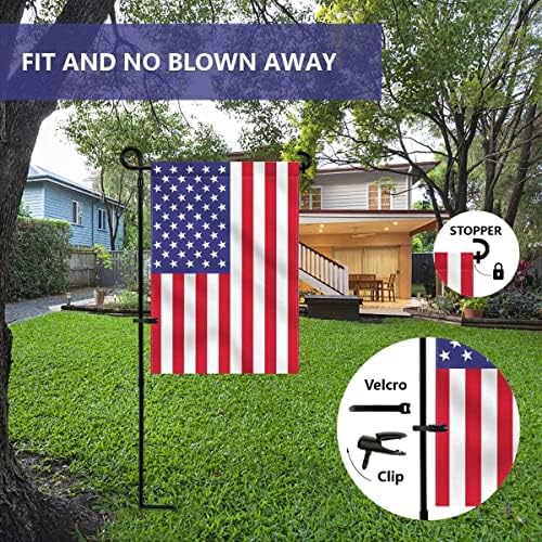 3PC Garden Flag Holder Stand, Weather-Proof Yard Flag Pole Black Metal Powder-Coated Flagpole with Tiger Clip, alternate view