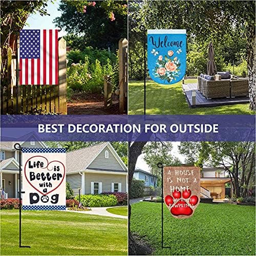 3PC Garden Flag Holder Stand, Weather-Proof Yard Flag Pole Black Metal Powder-Coated Flagpole with Tiger Clip, alternate view