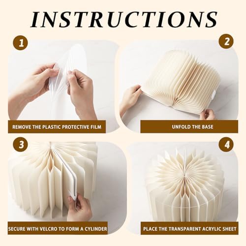 3pcs 12" Foldable Accordion Buffet Risers Cylinder White Cardboard Desserts Stands with Acrylic Plates, alternate view 3