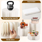 3pcs 12" Foldable Accordion Buffet Risers Cylinder White Cardboard Desserts Stands with Acrylic Plates, alternate view 4