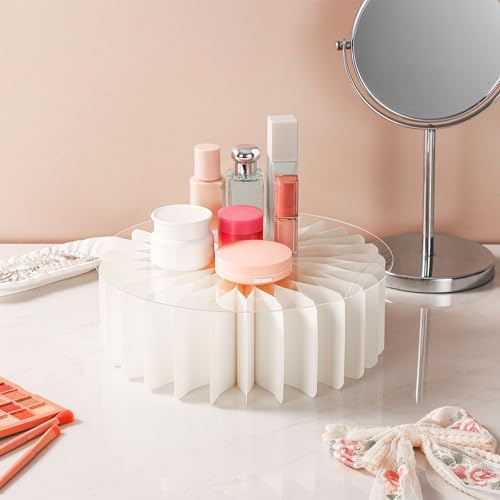 3pcs 12" Foldable Accordion Buffet Risers Cylinder White Cardboard Desserts Stands with Acrylic Plates, alternate view 7