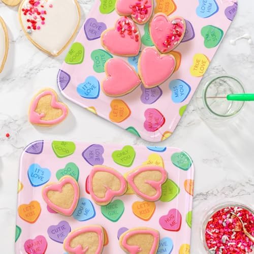 3Pcs 13 x 10 Inch Valentine's Day Serving Trays Candy Conversation Heart Platter Sweet Love Serving Dishes for, alternate