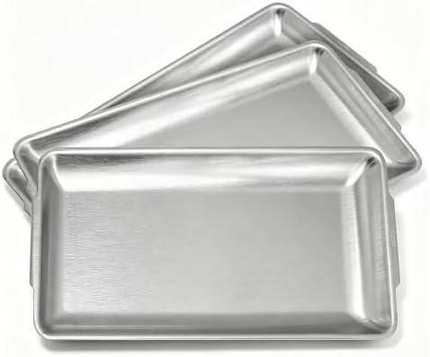 3Pcs 304 Stainless Steel Food Serving Tray, 12.6" Rectangular Serving Platters Multipurpose for Kitchen, Party