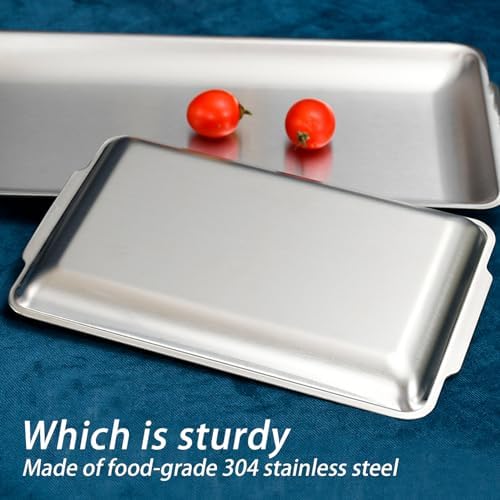 3Pcs 304 Stainless Steel Food Serving Tray, 12.6" Rectangular Serving Platters Multipurpose for Kitchen, Party, alternate