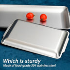 3Pcs 304 Stainless Steel Food Serving Tray, 12.6" Rectangular Serving Platters Multipurpose for Kitchen, Party, alternate