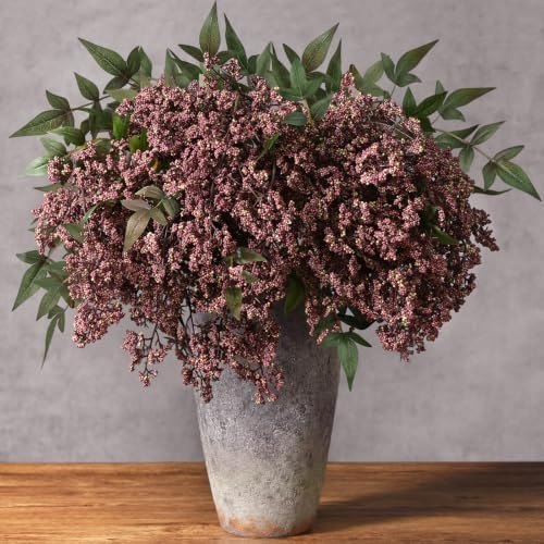 3Pcs 43In Faux Berry Stems, Artificial Nandina Fall Decor, Dusty Plum in Dusty Plum