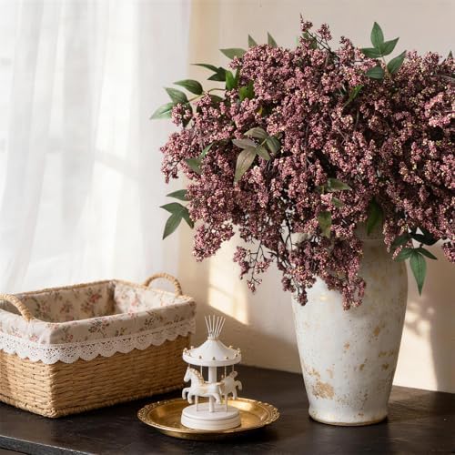 3Pcs 43In Faux Berry Stems, Artificial Nandina Fall Decor, Dusty Plum in Dusty Plum, alternate view 2