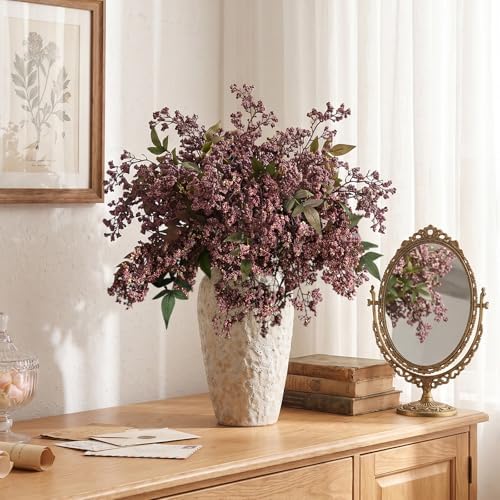 3Pcs 43In Faux Berry Stems, Artificial Nandina Fall Decor, Dusty Plum in Dusty Plum, alternate view 4