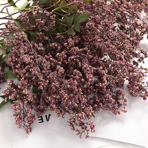 3Pcs 43In Faux Berry Stems, Artificial Nandina Fall Decor, Dusty Plum in Dusty Plum, alternate view 5