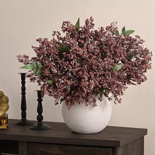 3Pcs 43In Faux Berry Stems, Artificial Nandina Fall Decor, Dusty Plum in Dusty Plum, alternate view 6