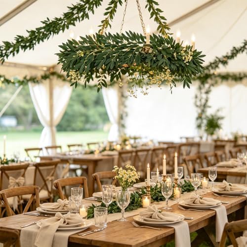 3Pcs 6.5FT Artificial Olive Leaves Vine, Silk Fake Olive Garland, alternate view 2