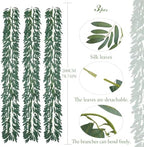 3Pcs 6.5FT Artificial Olive Leaves Vine, Silk Fake Olive Garland, alternate view 4