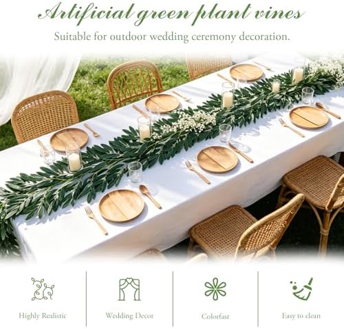 3Pcs 6.5FT Artificial Olive Leaves Vine, Silk Fake Olive Garland, alternate view 6