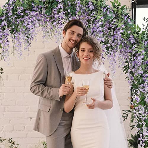 3Pcs 7.2Ft/Piece Artificial Flowers Wisteria Garland Artificial Wisteria Vine Hanging Flower Greenery Garland, alternate view