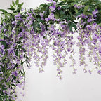3Pcs 7.2Ft/Piece Artificial Flowers Wisteria Garland Artificial Wisteria Vine Hanging Flower Greenery Garland, alternate view
