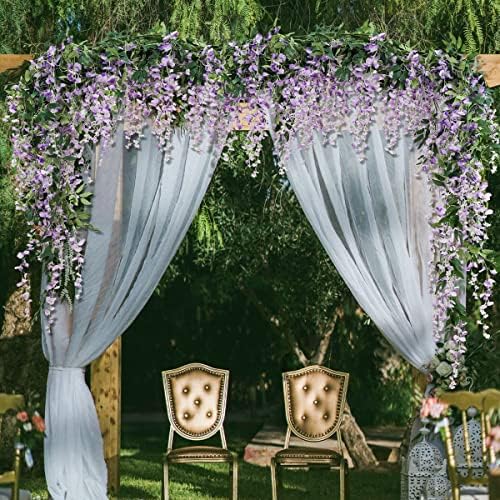 3Pcs 7.2Ft/Piece Artificial Flowers Wisteria Garland Artificial Wisteria Vine Hanging Flower Greenery Garland, alternate view