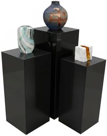 3Pcs Acrylic Cake Stands, Rectangular Pedestal for Weddings(Black) in Black
