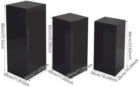 3Pcs Acrylic Cake Stands, Rectangular Pedestal for Weddings(Black) in Black, alternate view 3