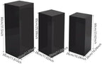 3Pcs Acrylic Cake Stands, Rectangular Pedestal for Weddings(Black) in Black, alternate view 3