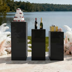 3Pcs Acrylic Cake Stands, Rectangular Pedestal for Weddings(Black) in Black, alternate view 5