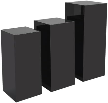 3Pcs Acrylic Cake Stands, Rectangular Pedestal for Weddings(Black) in Black, alternate view 6