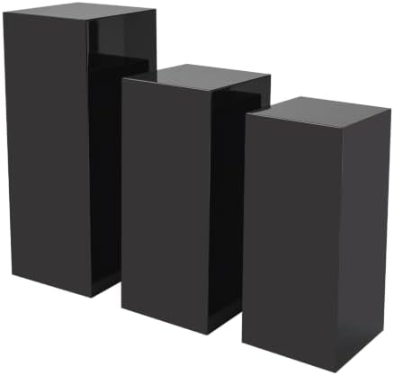 3Pcs Acrylic Cake Stands, Rectangular Pedestal for Weddings(Black) in Black, alternate view 7
