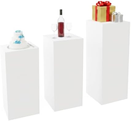 3Pcs Acrylic Cake Stands, Rectangular Pedestal for Weddings(White) in White