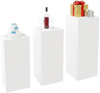 3Pcs Acrylic Cake Stands, Rectangular Pedestal for Weddings(White) in White