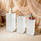 3Pcs Acrylic Cake Stands, Rectangular Pedestal for Weddings(White) in White, alternate view 2