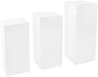 3Pcs Acrylic Cake Stands, Rectangular Pedestal for Weddings(White) in White, alternate view 7