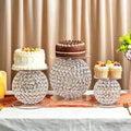 3Pcs Acrylic Crystal Round Cake Stands for Party, Attractive Ball Cupcake Stands Dessert Display Tray Round Cake