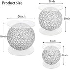 3Pcs Acrylic Crystal Round Cake Stands for Party, Attractive Ball Cupcake Stands Dessert Display Tray Round Cake, alternate