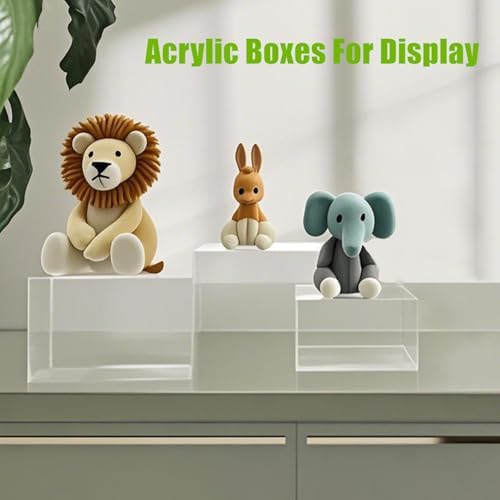 3pcs Acrylic Display Riser Stands Food Risers, Clear,6" 7" 8" in Clear, alternate view 2
