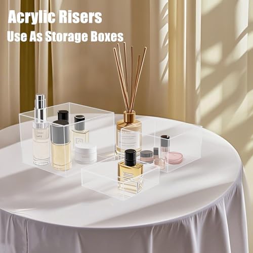 3pcs Acrylic Display Riser Stands Food Risers, Clear,6" 7" 8" in Clear, alternate view 5