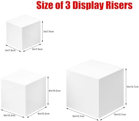 3pcs Acrylic Display Riser Stands Food Risers, White,3" 4" 5" in White, alternate view 2